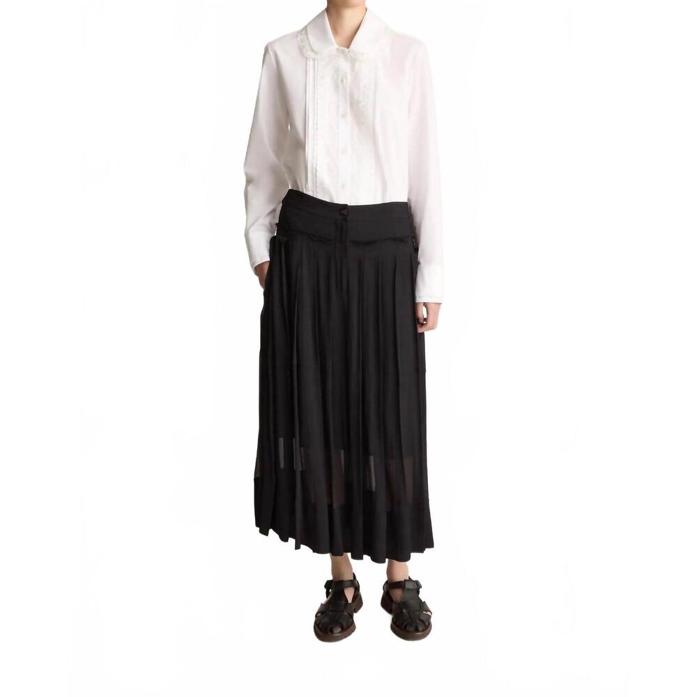 NEW LEE MATHEWS sofia pleated midi skirt in black